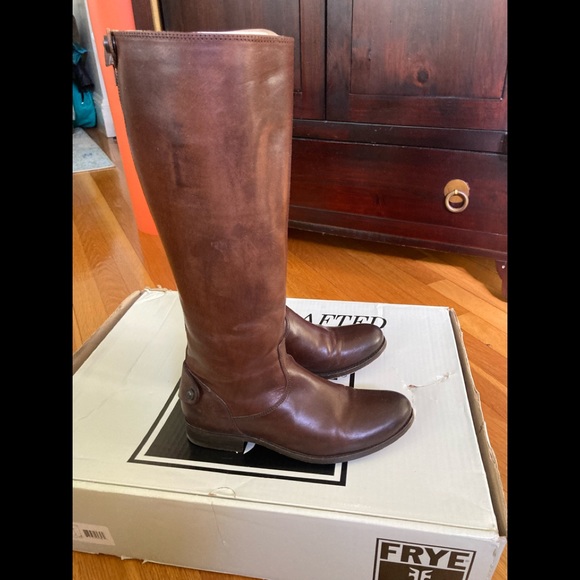 Frye Melissa Button Back Zip Leather Riding Boot - Picture 2 of 4